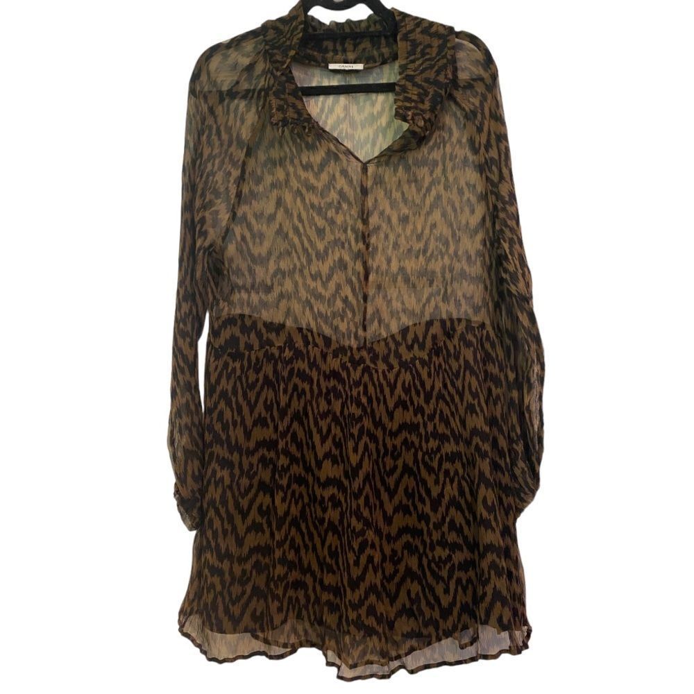 GANNI Animal Print Knee Length Dress